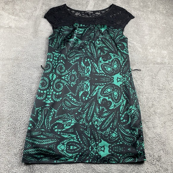 Express Dresses & Skirts - Express Sleeveless Dress Black Lace Womens XS Green
